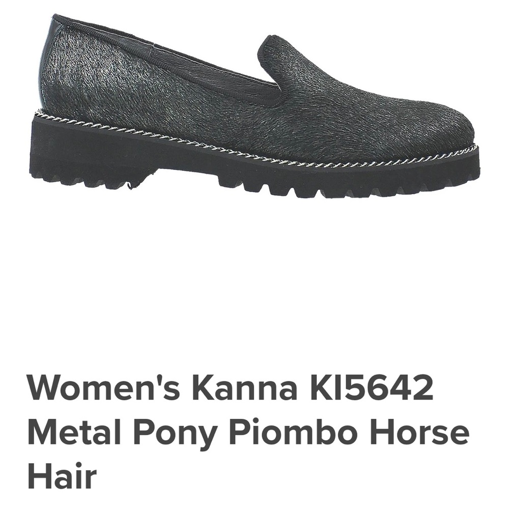 Kanna Shoes Calf Hair Grey/Black Sz 7-7.5 Brand New in Box